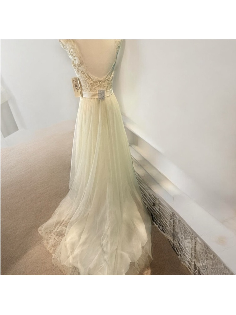 NWT David's Bridal Ivory Beaded Lace Bodice, A-Line Wedding Dress